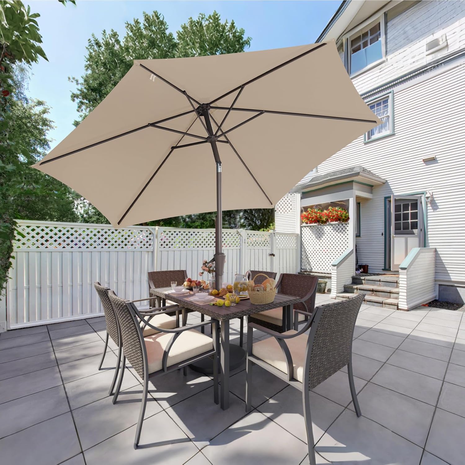 Salcar Sonnenschirm Ø 2,7 m – Kurbelschirm mit Knickgelenk, UPF 50+, UV-Schutz & wasserabweisend, GRS-zertifiziertes Polyester, für Garten, Terrasse & Balkon