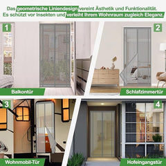 Sekey Fliegengitter Tür, Zuschneidbar & Selbstklebend, Magnetverschluss ohne Bohren, Insektenschutz für Balkon-, Terrassen- & Zimmertüren, Grau Sekey