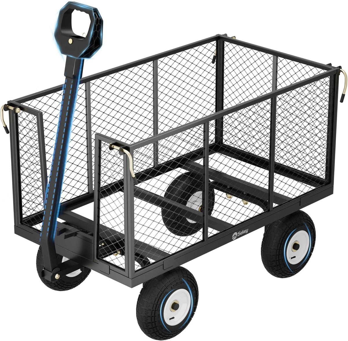 Sekey 3-in-1 Bollerwagen 500 kg – Gartenwagen mit abnehmbaren Seitenwänden & 10-Zoll-Gummireifen, leise & rostfrei, schnelle Montage in 8 Minuten, Plattform- & Transportwagen