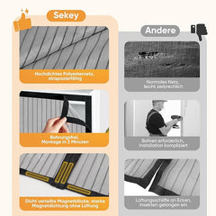 Sekey Fliegengitter Tür, Magnetisch, Reißfest, Ohne Bohren, Lichtdurchlässiger Insektenschutz mit 4 cm Klettband, Wetterfest & Langlebig, Schwarz SEKEYMALL