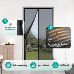 Sekey Magnetisches Fliegengitter für Balkontür – Ohne Bohren, Katzensicher & Reißfest, Insektenschutz mit Klettverschluss & Extra Breitem Klebeband Sekey