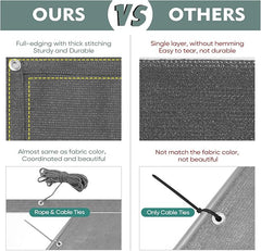 Sekey Balkon Sichtschutz, HDPE 220 g/m², halbtransparent, wind- und UV-beständig, wetterfest, mit Ösen, Nylon-Kabelbindern und Kordel, anthrazit Sekey