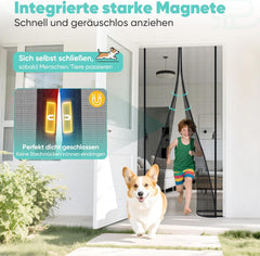 Sekey Magnet Fliegengitter für Balkontür – Zuschneidbar, Insektenschutz ohne Bohren, mit 4 cm Klettband & Doppelnähten, Schwarz – Ideal für Balkon, Terrasse & Schlafzimmer Sekey