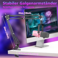 Fifine USB / XLR Dynamisches Mikrofon mit Arm, Stummschalttaste und Kopfhörerbuchse Sekey