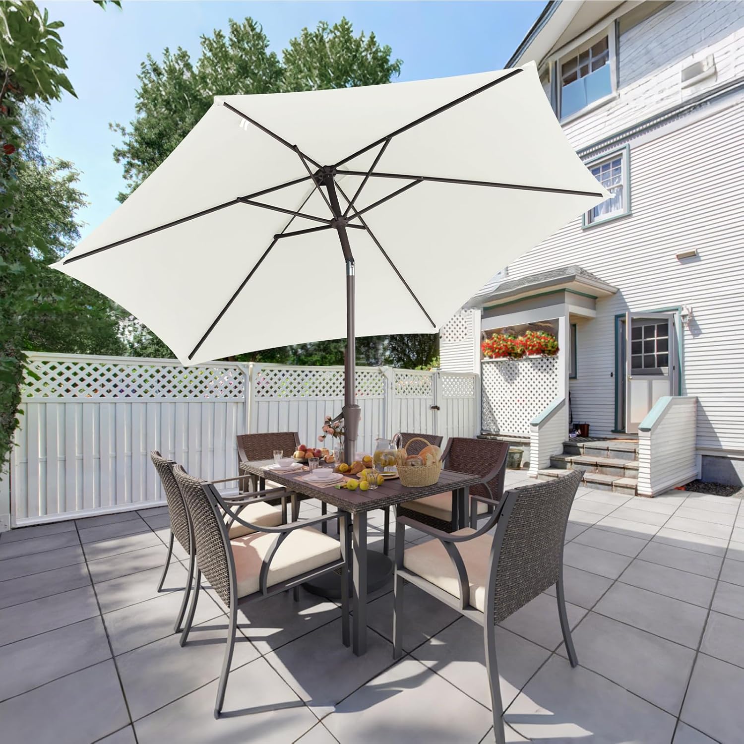 Salcar Sonnenschirm Ø 2,7 m – Kurbelschirm mit Knickgelenk, UPF 50+, UV-Schutz & wasserabweisend, GRS-zertifiziertes Polyester, für Garten, Terrasse & Balkon