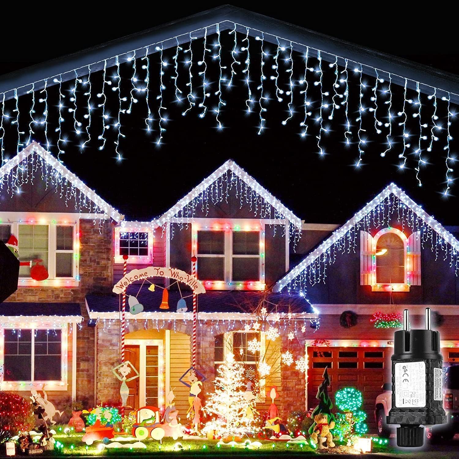 SALCAR 5m LED Eisregen Lichterkette Außen – 200 LEDs mit Fernbedienung, 8 Modi & IP44 Wasserschutz, LED-Lichtervorhang für Weihnachten, Pavillon, Balkon & Innen/Deko