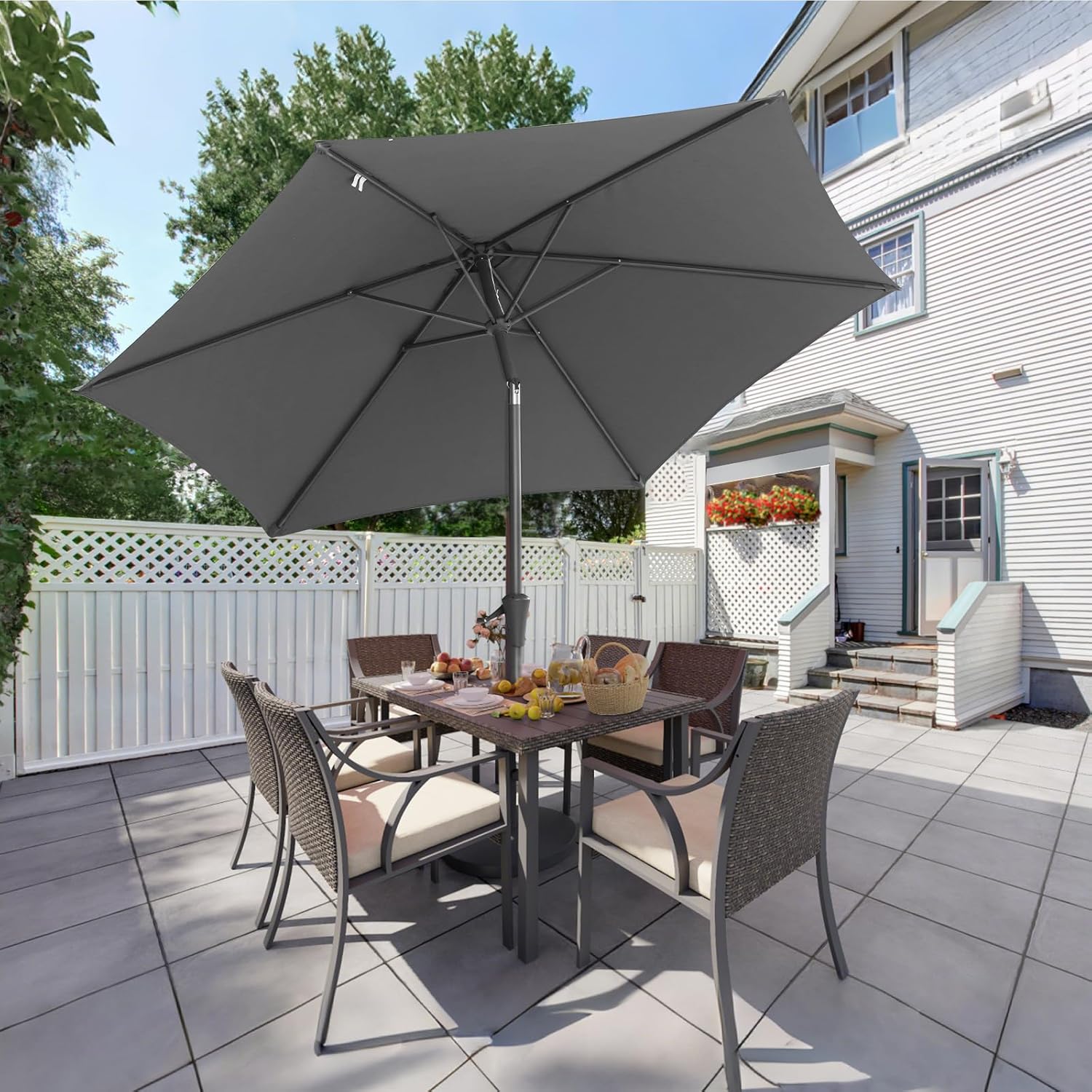 Salcar Sonnenschirm Ø 2,7 m – Kurbelschirm mit Knickgelenk, UPF 50+, UV-Schutz & wasserabweisend, GRS-zertifiziertes Polyester, für Garten, Terrasse & Balkon