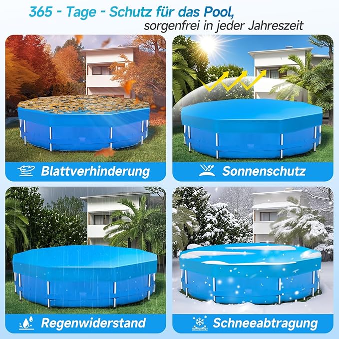 Sekey Poolabdeckung r, passend für re Stahlrahmenpools, reißfest – sekeymall