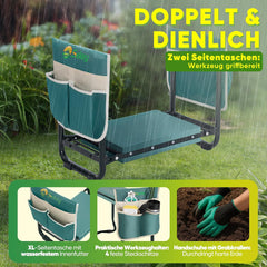 Sekey Height-Adjustable Kneeling Bench for Gardening, Load Capacity 160KG/180KG, Foldable Garden Stool with Tool Pockets, Knee Comfort for Gardening, Green