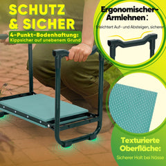 Sekey Height-Adjustable Kneeling Bench for Gardening, Load Capacity 160KG/180KG, Foldable Garden Stool with Tool Pockets, Knee Comfort for Gardening, Green