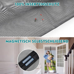 Sekey Magnet Fliegengitter für Balkontüren – Zuschneidbar & selbstklebend, ohne Bohren (bis 155x245 cm, Schwarz) Sekey