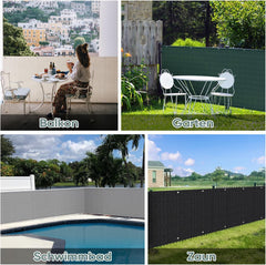 Sekey Balkon Sichtschutz Anthrazit – HDPE 220 g/m², leicht transparent, wind- & UV-beständig, wetterfest mit Ösen & Kabelbindern