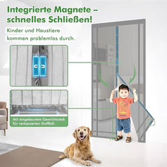 Sekey Fliegengitter Tür, Zuschneidbar & Selbstklebend, Magnetverschluss ohne Bohren, Insektenschutz für Balkon-, Terrassen- & Zimmertüren, Grau Sekey