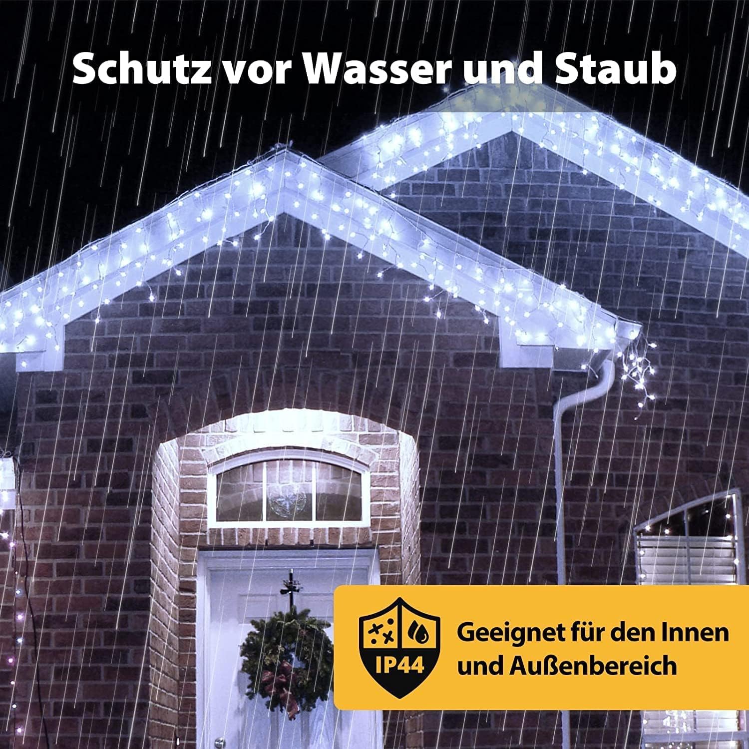 SALCAR 5m LED Eisregen Lichterkette Außen – 200 LEDs mit Fernbedienung, 8 Modi & IP44 Wasserschutz, LED-Lichtervorhang für Weihnachten, Pavillon, Balkon & Innen/Deko