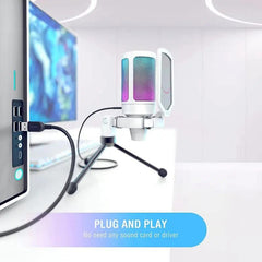 Fifine USB Kondensator Mikrofon mit Ständer und Stummschalttaste, A6V Sekey