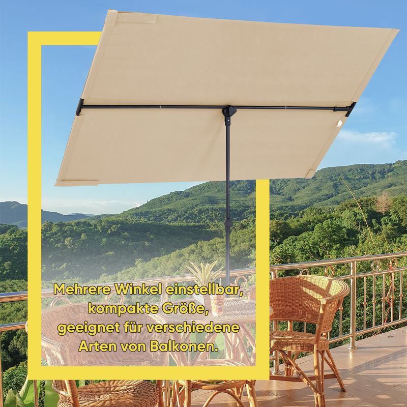 Sekey 180 x 130 cm balcony umbrella rectangular, individually adjustable, sun protection UV50+