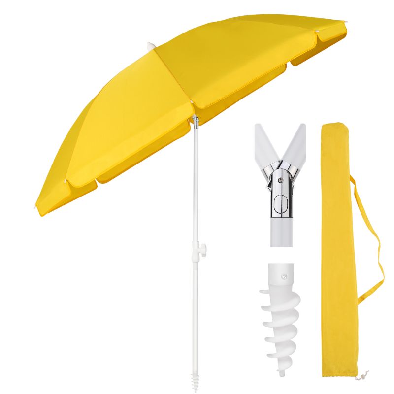 Sekey ∅ 180 cm beach umbrella with protective cover and ground sleeve, sun protection UV50+