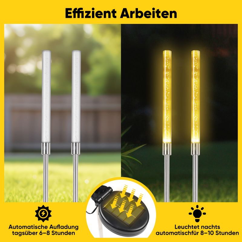 Salcar 2er Set LED Solar Gartenleuchte mit Blasen-Säulen