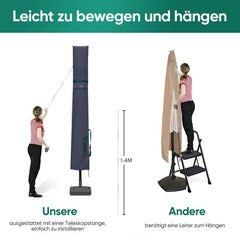 Sekey 220 x 30/50 cm protective cover for 400 cm parasol, made of polyester fabric