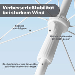 Sekey Sonnenschirm Ø160 cm rund – mit Tragetasche & Bodenhülse, für Balkon & Strand Sekey