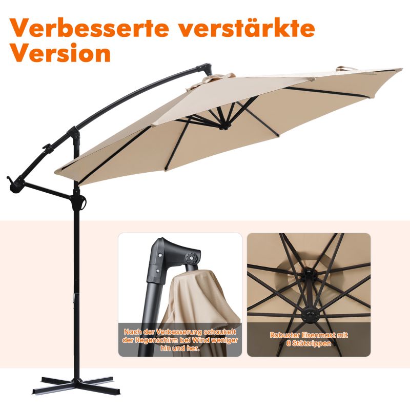 Sekey 300 cm cantilever umbrella, sun protection UV50+