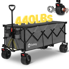 Sekey 300L / 150KG Foldable Handcart, Patented Foldable from Four Directions, with Brakes and Extra Wide Wheels