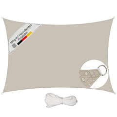 Sunula Sonnensegel wasserdicht ohne Mittelnaht – PES 160g/m², UV-Schutz 95% UPF50+, reißfest & wetterfest mit Lotus-Effekt, Rechteckig für Balkon, Terrasse & Garten (Taupe)