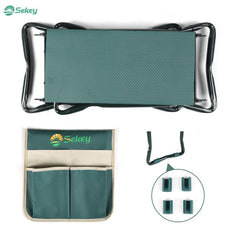 Sekey Height-Adjustable Kneeling Bench for Gardening, Load Capacity 160KG/180KG, Foldable Garden Stool with Tool Pockets, Knee Comfort for Gardening, Green
