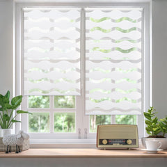 Sekey Duo-Rollo mit Wellenmuster - Doppelrollo Klemmfix ohne Bohren für Fenster, Sicht- & Sonnenschutz Sekey