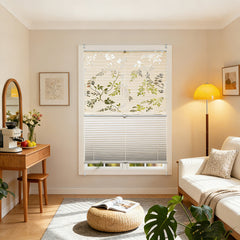 Sekey Plissee Day+Night ohne Bohren, 100% Verdunkelung, mit Muster,in Beige