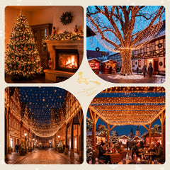 Salcar LED Lichterkette 5 m mit 50 LEDs, Orange, 8 Lichtmodi & Memory, 4,5 V Niedervolt, Weihnachtsbeleuchtung für Innen & Außen