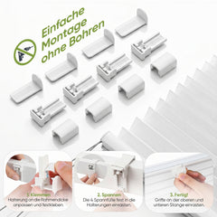 Salcar Plissee ohne Bohren Weiß – Klemmfix Faltrollo lichtdurchlässig & blickdicht, stufenlos verstellbar mit Aluminium-Schienen für Fenster & Türen