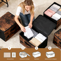 Sekey Aufbewahrungsboxen 3er Set mit Deckel | Stoffboxen 40 × 30 × 25 cm – formstabil, faltbar & vielseitig einsetzbar