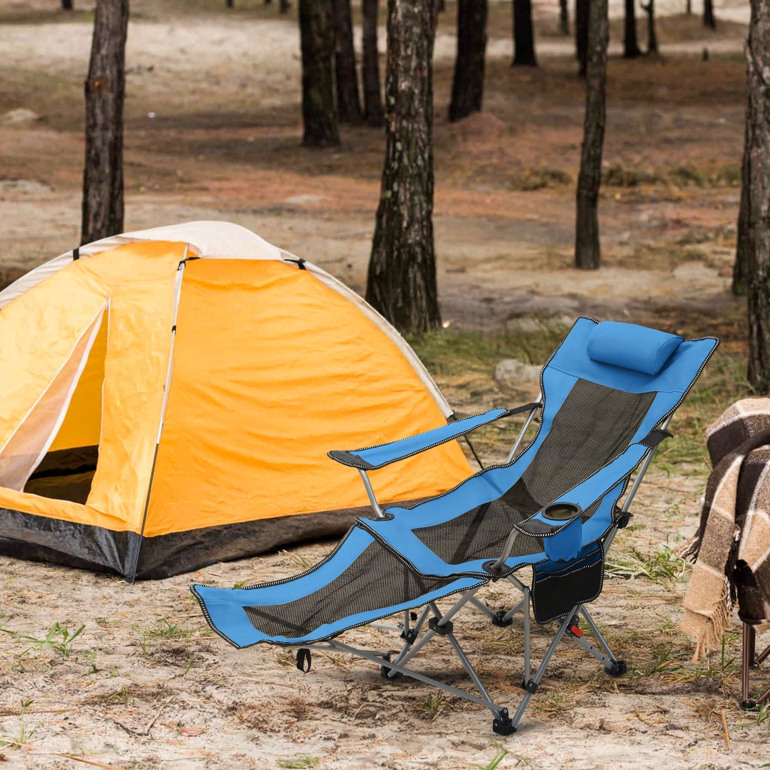 klappliege mit zelt Sunula Klappbarer Campingstuhl, Liegestuhl 2-in-1, Belastbar bis 100 – sekeymall