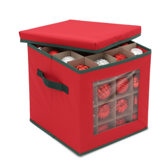 Salcar Aufbewahrungsbox für 64 Weihnachtskugeln – Faltbare Weihnachtsdeko-Box 30,5 cm mit Fächern & flexiblen Trennwänden, Transparentes Sichtfenster