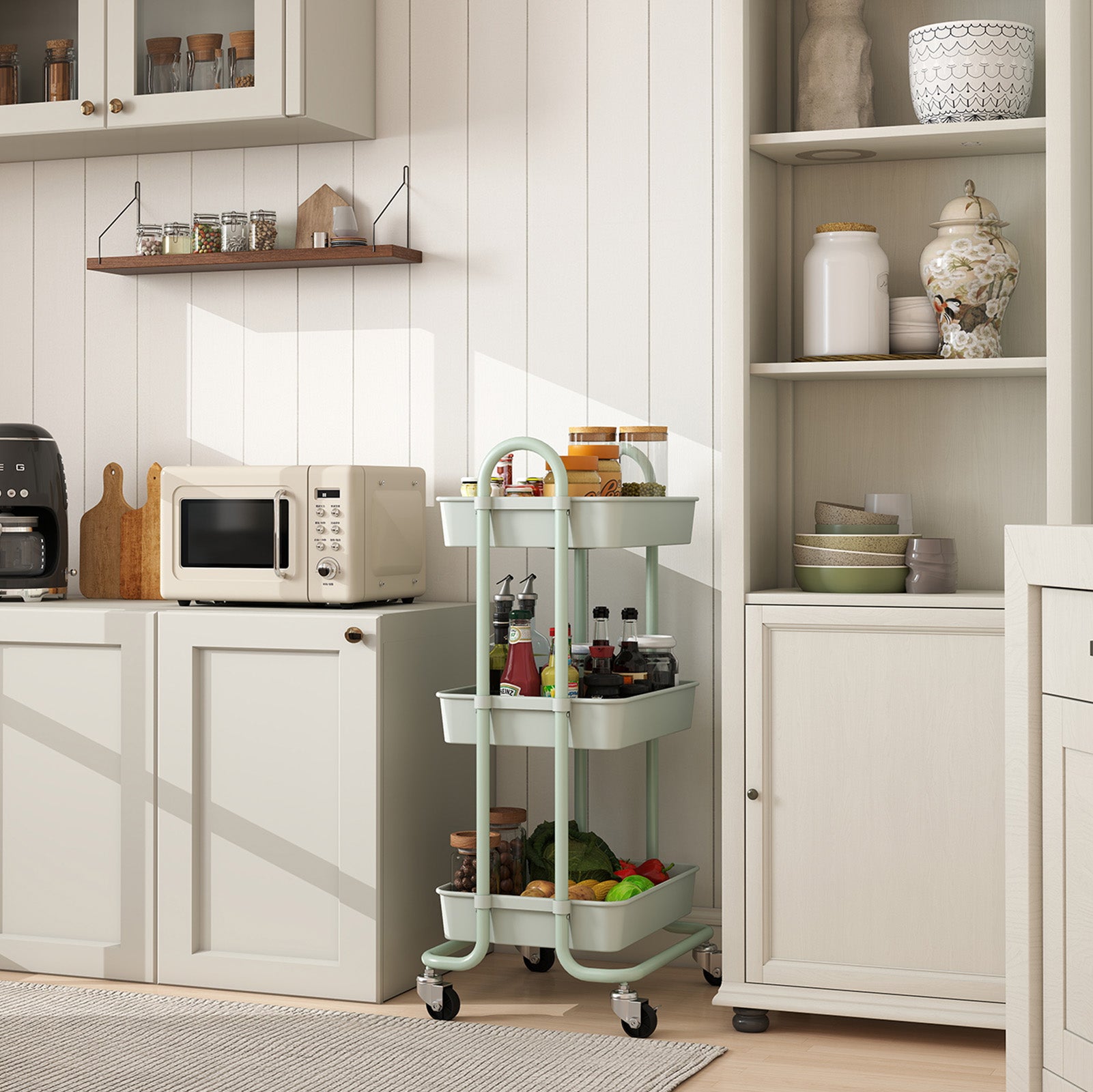 Sekey Rollwagen mit 3 Ebenen – Küchenwagen aus Kunststoff & Edelstahl, – sekeymall