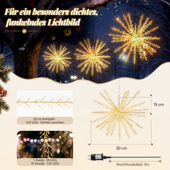 Salcar LED Feuerwerk Lichterkette Warmweiß mit Timer – 30 cm / 60 cm