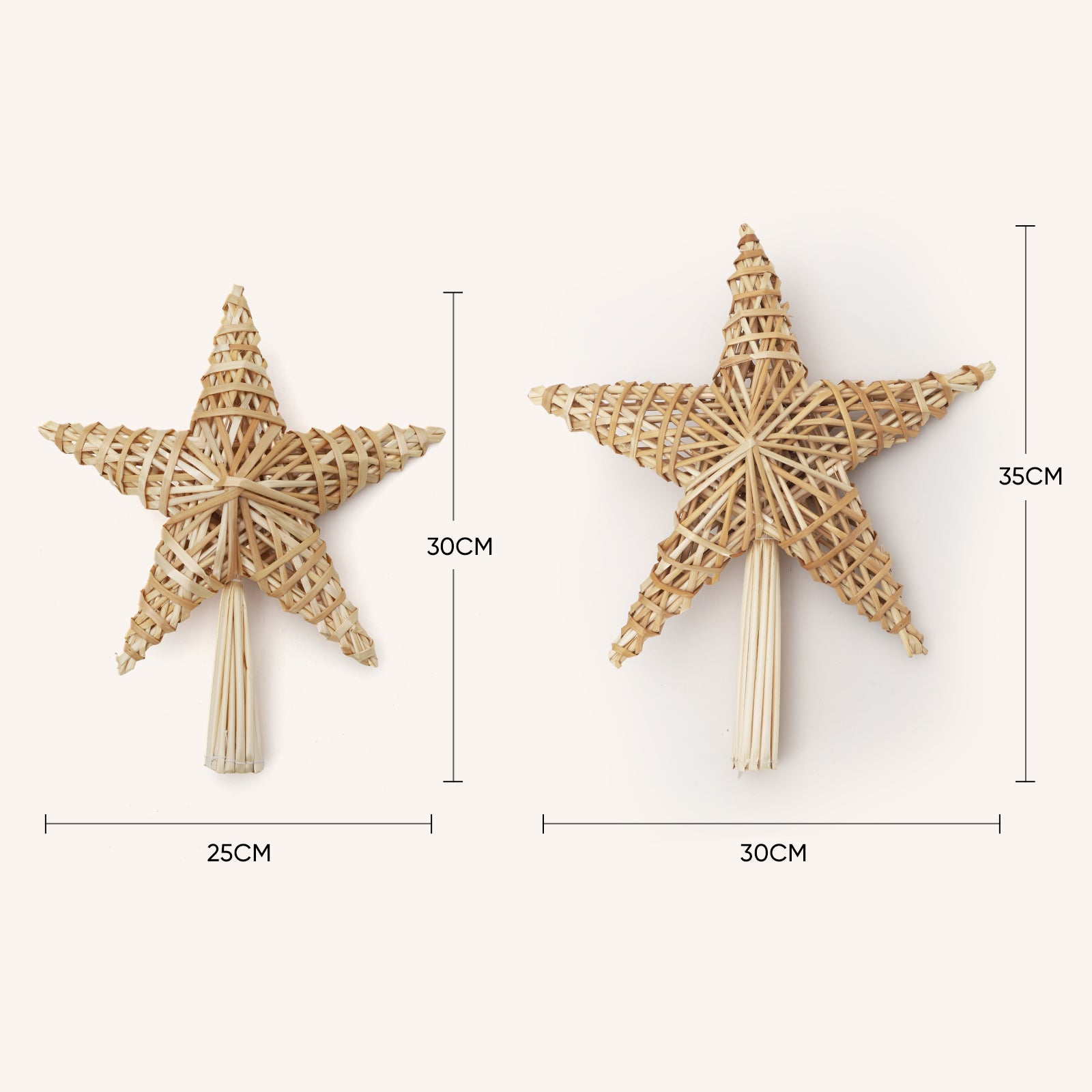 Salcar Weihnachtsbaumspitze Stern aus Naturstroh – 25 cm, 3D-Effekt – Klassischer Weihnachtsbaumschmuck, wiederverwendbar