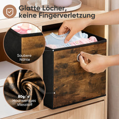 Sekey Aufbewahrungsboxen 6er Set in Holzoptik | Stoffboxen 30 × 30 × 30 cm – natürliches Design & stabile Struktur