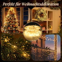 Salcar LED Cluster Lichterkette aus Kupferdraht – 5m/10m/15m/20m, 200–800 LEDs, Wasserdicht, 8 Modi, Timer & Memory, für Innen & Außen, Weihnachtsbaum, Garten, Hochzeit, Party – Warmweiß