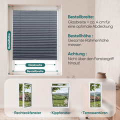 Sekey Plissee ohne Bohren Klemmfix – Lichtschutz & Sichtschutz für Fenster und Tür | Dunkelgrau