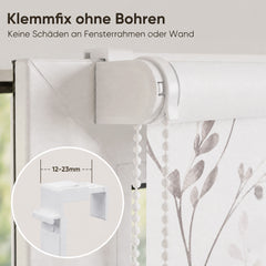 Sekey Verdunklungsrollo mit Muster – Seitenzugrollo Klemmfix ohne Bohren, stufenlos verstellbar, 4 Designs, Sicht- & Sonnenschutz