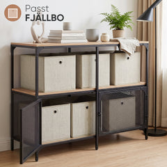 Sekey Aufbewahrungsboxen 6er Set 33 × 33 × 33 cm – Faltbare Stoffboxen mit Grifföse, stabile Ordnungsboxen für Kallax-Regale, Beige