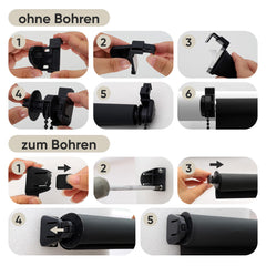 Sekey Verdunkelungsrollo ohne Bohren in Schwarz – Seitenzugrollo mit 100 % Lichtschutz, Klemmfix