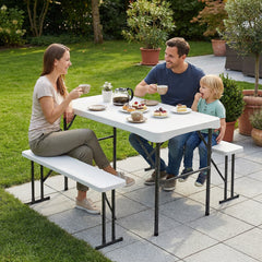 Sekey Bierzeltgarnitur 113 cm – 3-teiliges klappbares Set mit Tisch & 2 Bänken | Esstischgarnitur für Garten, Balkon, Camping oder Party