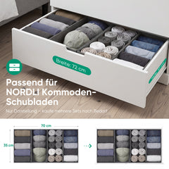 Sekey Schubladen Organizer – 17,5 × 35 × 11 cm, faltbare Stoffboxen ohne Fächer für Kommode & Kleiderschrank