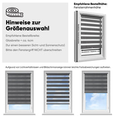 Sekey Schnurloses Doppelrollo Klemmfix - Grau - Duo Rollo ohne Bohren für Fenster & Türen Sekey