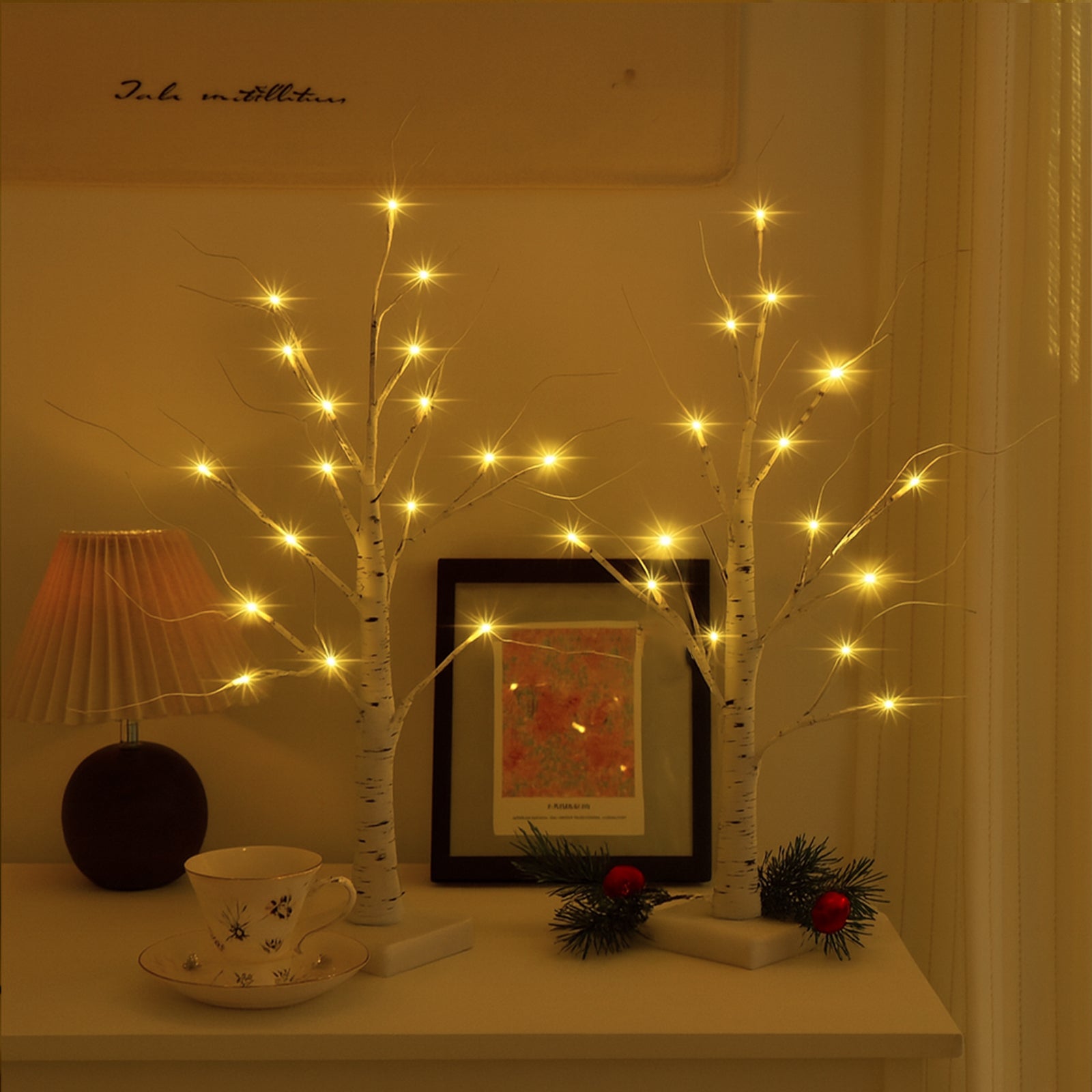 SALCAR LED Lichterbaum 60 cm, Birke mit 24 warmweißen LEDs, USB/Batteriebetrieben, Weihnachts- und Partydeko für Zuhause, Geburtstag, Hochzeit, Innendekoration