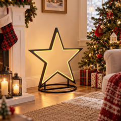 SALCAR LED Garden Stake Star made of Metal – 50 cm Christmas Star with 100 LEDs, Warm White, IP44 Waterproof, Garden Star Light with Ground Spike &amp; Stand, For Indoor &amp; Outdoor Use