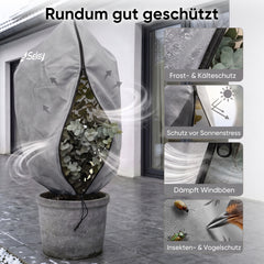 Sekey Winterschutzhauben für Pflanzen mit Reißverschluss & Zugband – Frostschutz aus 80 g/m² Vlies, 5 Größen, Beige, Grau & Weiß, 3er-Set